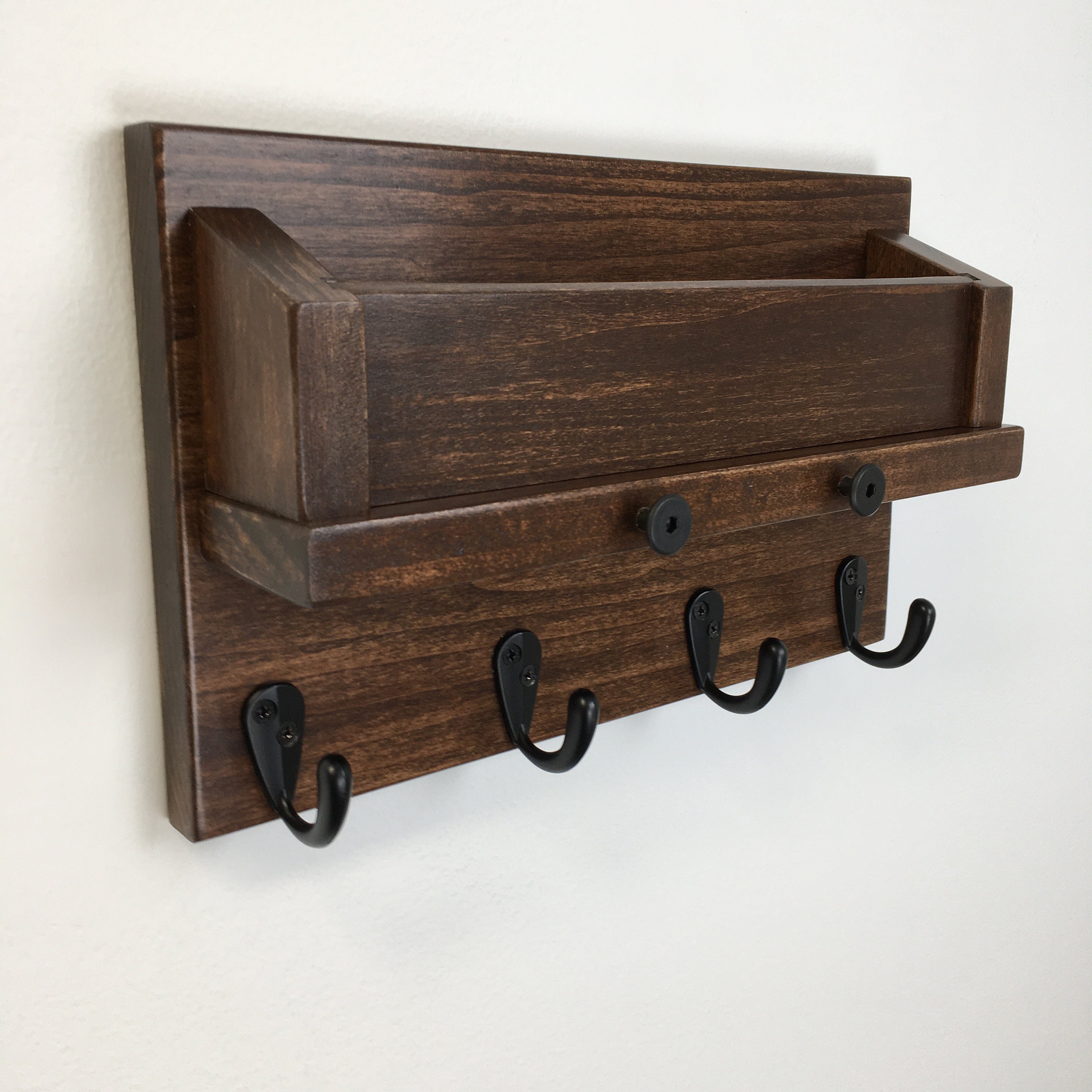 Wood Mail Key Holder, Key Hanger For Wall, Mail Holder, Key Holder With Shelf, Large Entryway Shelf With Hooks, Entry Way Key Organizer