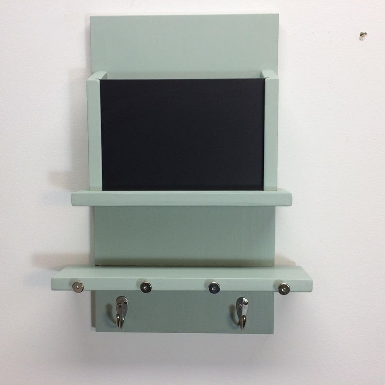 Chalk Board With Coat Hooks and Key Holders Wall Shelf Mail Etsy