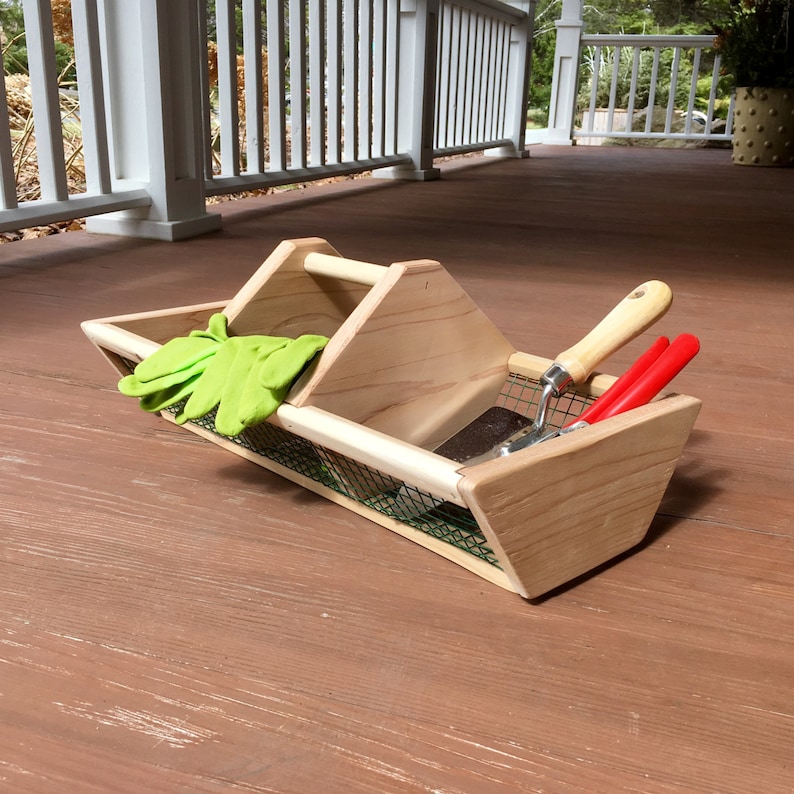 Garden Basket Hod tote gift for carrying vegetables and flowers with center divider for tools seeds and supplies from Red Cedar image 7