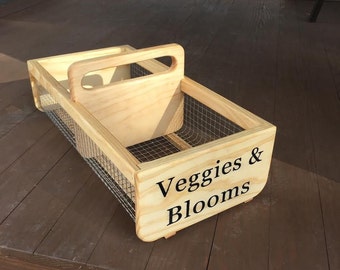 Personalized Garden Harvest Basket: Large Vegetable Tote with Center Divider