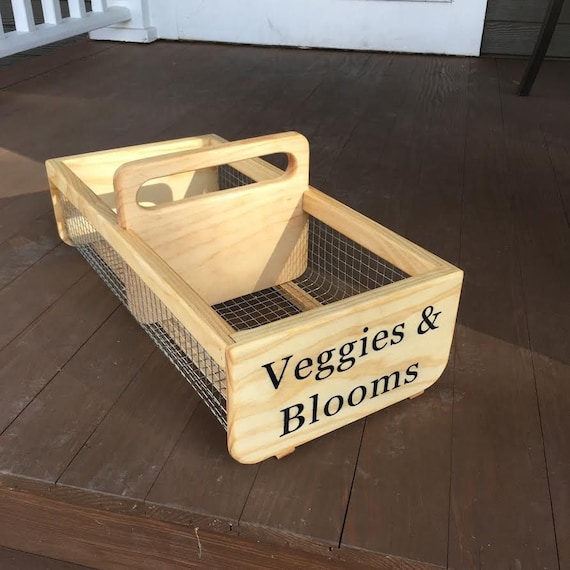 Personalized Garden Harvest Basket: Large Vegetable Tote with Center Divider