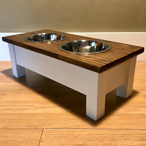 Buy Luxury Wooden Raised Dog Bowls Feeding Table, Rustic Pet Furniture