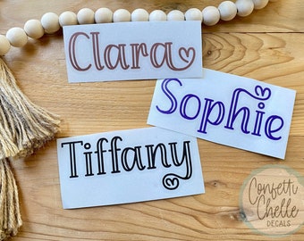 Vinyl Name Decal Sticker with Heart Loop Detail | Name Sticker | Personalized Name Sticker for Cup, Car, Laptop and more!