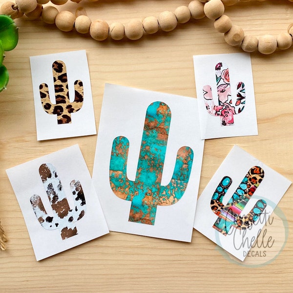 Cactus Decal | Cactus Sticker | Leopard, Cheetah, Floral, Turquoise, Serape Cactus Decal | Sunflower Cactus Decal | More Patterns and Colors