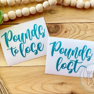 Pounds to Lose and Pounds Lost Decal Stickers | Diet Decals | Weight Loss Decals