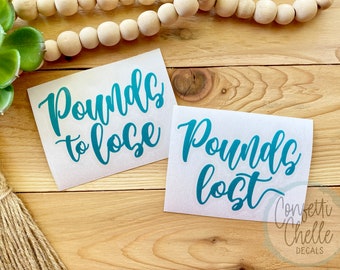 Pounds to Lose and Pounds Lost Decal Stickers | Diet Decals | Weight Loss Decals