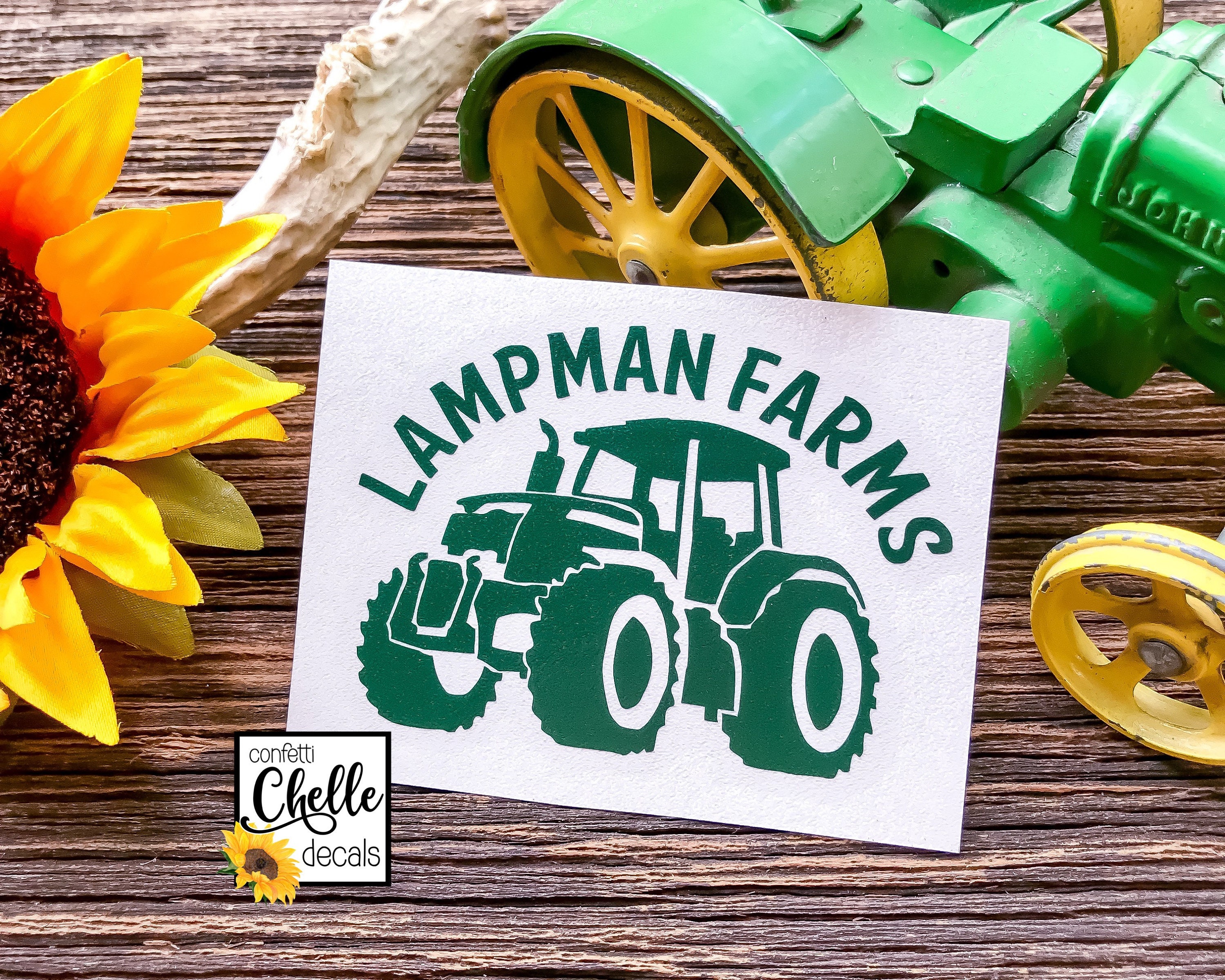 John Deere Tractor Vinyl Decal Sticker - Green & Yellow Design For Car Window, Laptop, Bumper