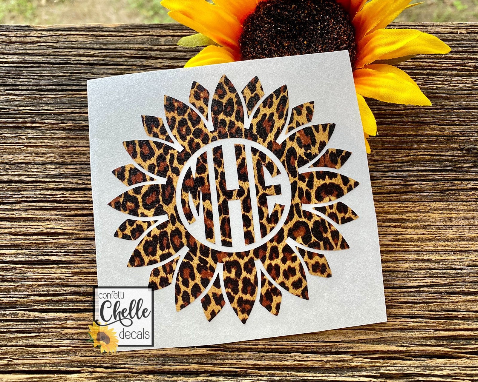 Sunflower monogram decal