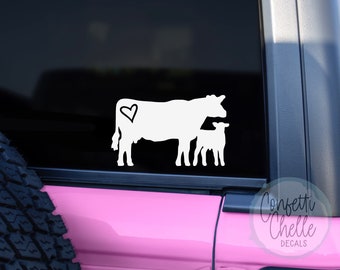 Cow and Calf Decal | Mama Cow Decal | Heifer Decal  | Beef Cow Decal | Car Decal | Truck Decal | 30 Color Options