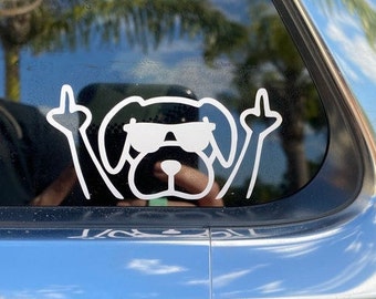 Dog Giving the Finger Decal | Tumbler Decal | Car Decal | Laptop Decal