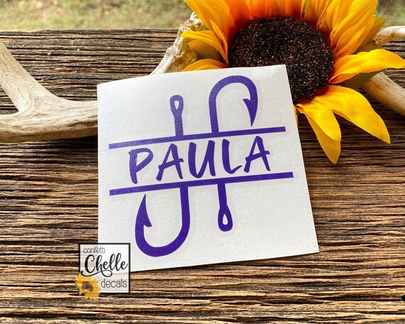 Fish Hook Decal Fish Hooks With Name Fish Hook Fishing Etsy