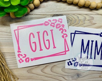 GIGI Decal Sticker | Leopard Print Decal for Grandma, Mimi, Nana, Granny | Tumbler Decal | Laptop Decal | Car Decal | Customize Personalize