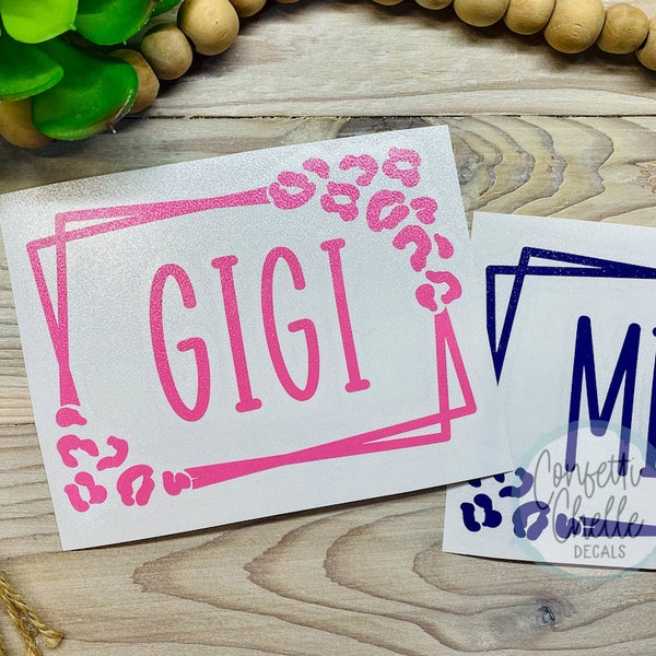 GIGI Decal Sticker | Leopard Print Decal for Grandma, Mimi, Nana, Granny | Tumbler Decal | Laptop Decal | Car Decal | Customize Personalize