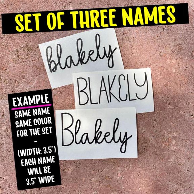 Blakely In Cursive Name Decals, Set of Three Name Decals for Tumblers, Cups, Laptops ...