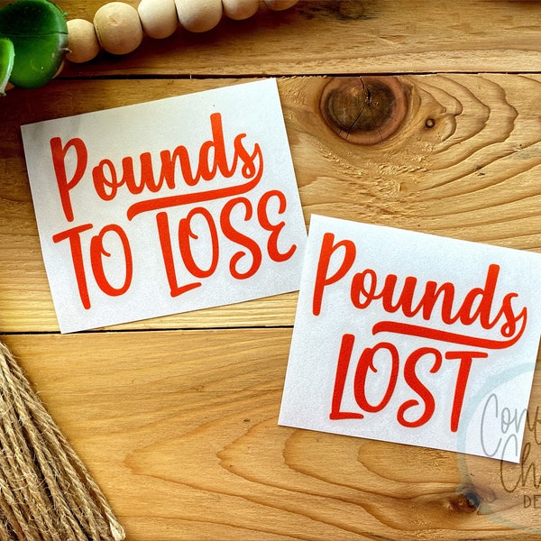 Diet Decals | Weight Loss Decals | Pounds to Lose and Pounds Lost Decal Stickers (Set)