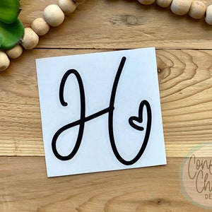 Decal | CUTE Single Initial Decal | Initial with Heart Loop Accent Decal | Pick An Initial A through Z