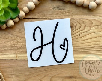 Decal | CUTE Single Initial Decal | Initial with Heart Loop Accent Decal | Pick An Initial A through Z