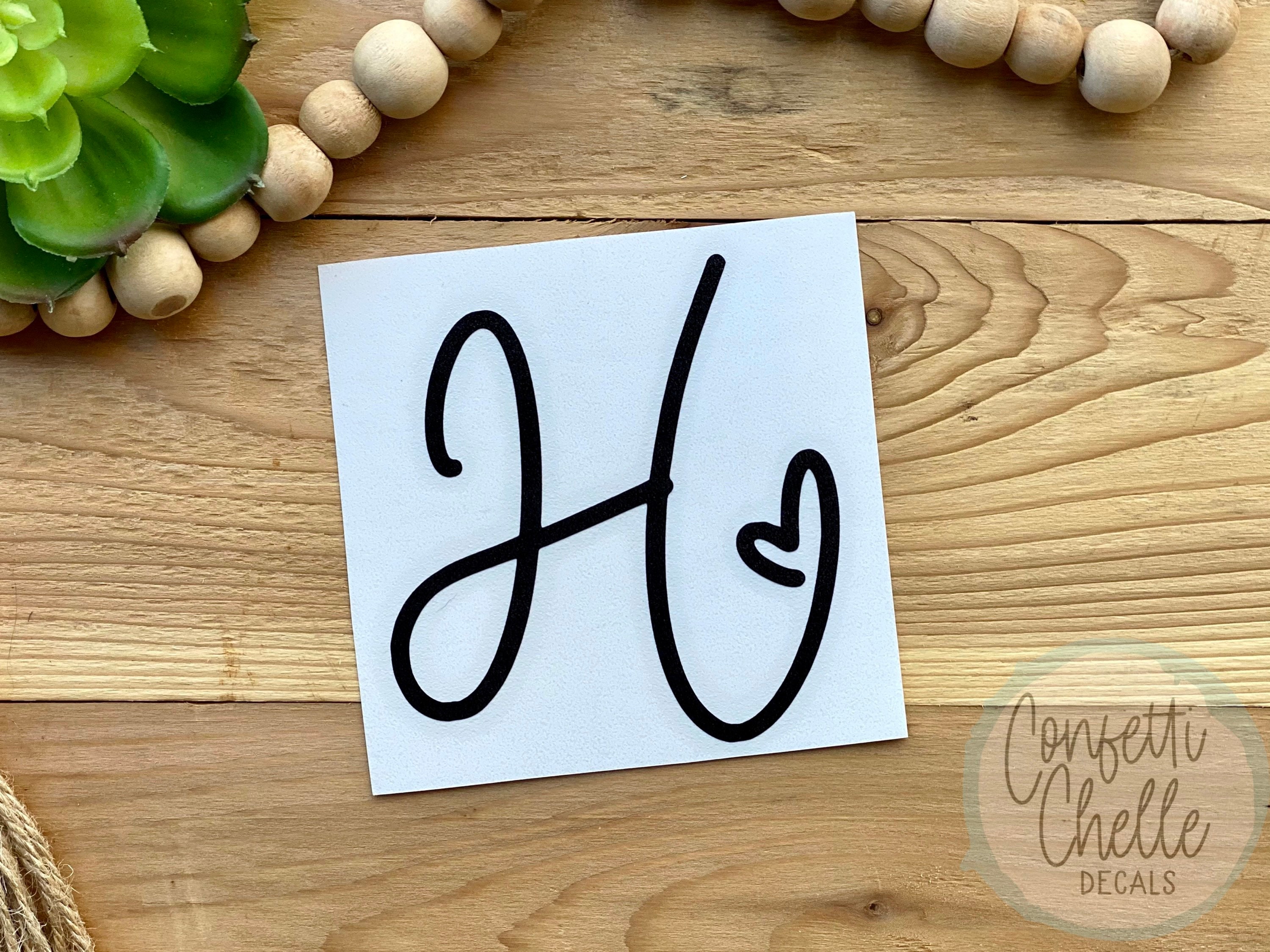 Decal | CUTE Single Initial Decal | Initial with Heart Loop Accent Decal | Pick An Initial A through Z