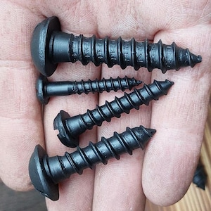 Set 5 screw/ Hand-Forged Iron Screws – Rustic Black Metal Screws for Furniture, Doors, or Cabinets, Durable Industrial Hardware&quot;