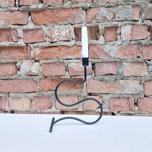 Hand-Forged Wavy Iron Candle Holder, Minimalist Rustic Design, Black Metal Taper Stand, Unique Home Decor, Perfect for Romantic Evenings&quot;