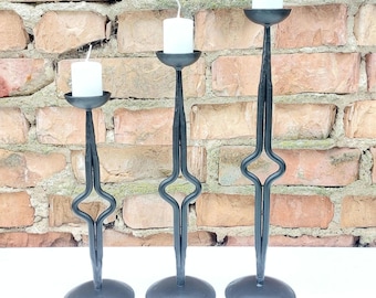 Forged Candle Holders Set of 3! | Handmade Vintage Black Iron | Minimalist Home Decor