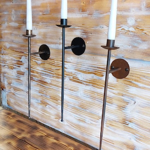 Vintage Hand-Forged Wall Candle Holders | Minimalist Iron Sconces | Rustic Blacksmith-Made Wall Decor | Unique Wrought Iron Candle Holder