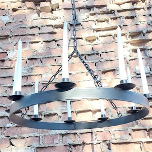 Vintage Hand-Forged 9-Candle Chandelier | Scandinavian Minimalism Meets Medieval Style | Rustic Wrought Iron Ceiling Candle Holder