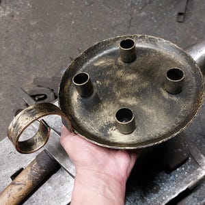 Hand-Forged Wrought Iron Candle Holder | 4 Taper Candle Display | Traditional Blacksmith Craft