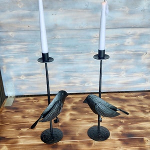 Hand-Forged Wrought Iron Candle Holder, Black Wavy Design, Minimalist Home Decor, Unique Rustic Candle Stand,/ SET OF 2 CANDLESTICK!/