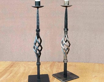 Hand Forged Iron Candle Holder – Rustic Vintage Wrought Iron Decor – Medieval Gothic Farmhouse Candle Stand – Handmade Blacksmith Home