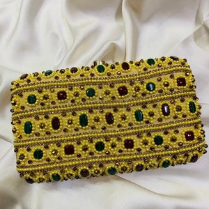 Purse clutch hand embroidery with stone work (konden stone)