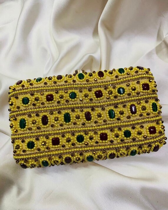 Purse Clutch Hand Embroidery With Stone Work konden Stone Etsy Canada