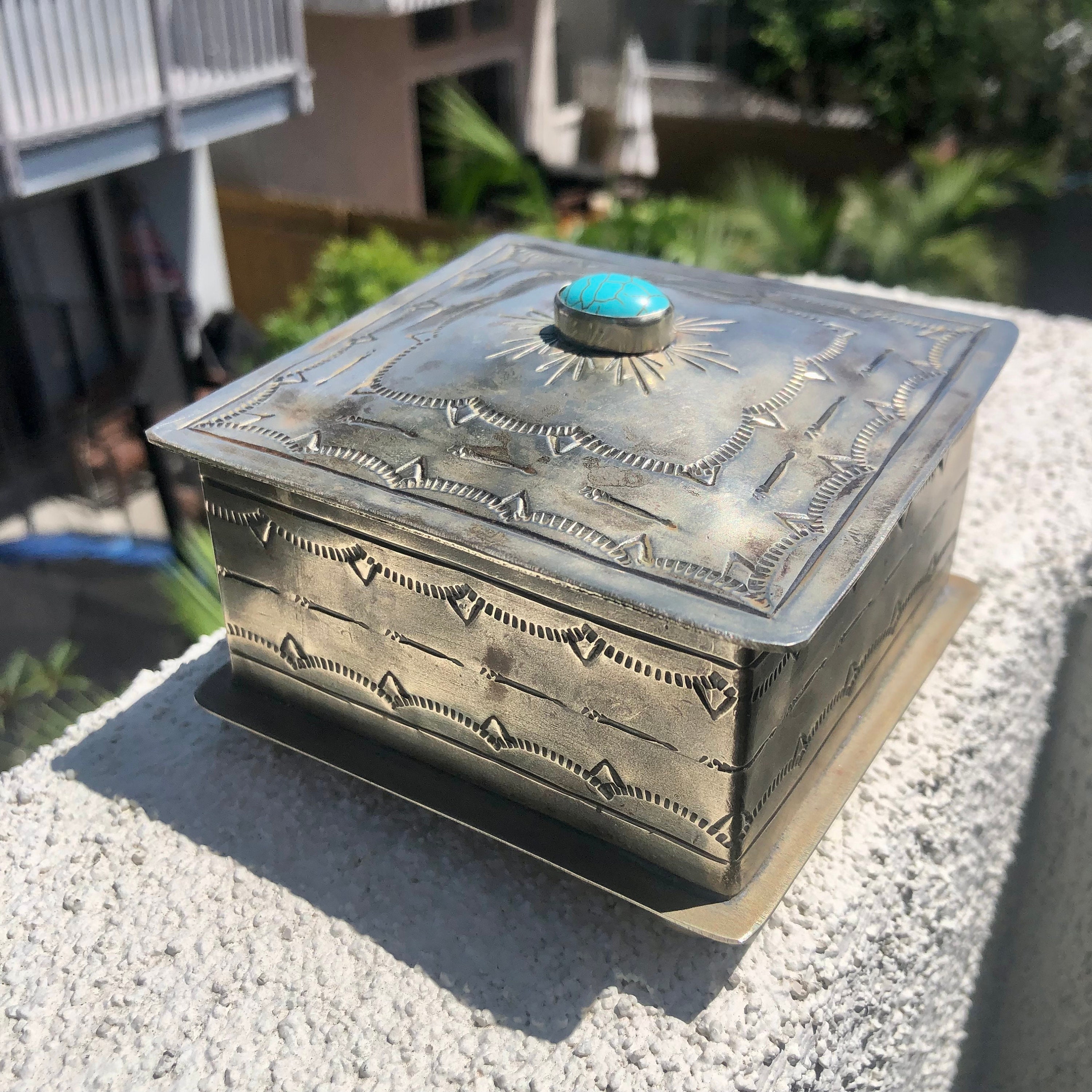 J. Alexander Stamped Silver Lidded Hinged Square Trinket Box J. Alexander Stamped Silver Lidded Hinged Square Trinket Box