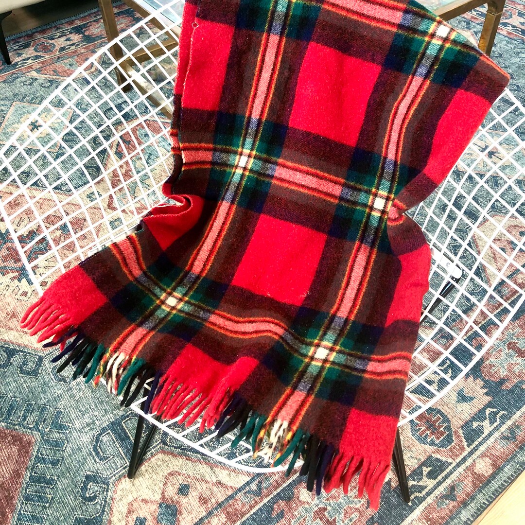 Vintage 100 Wool Classic Royal Stewart Tartan Plaid Throw Blanket