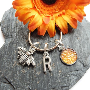 Personalised Bee Keyring, Customised Initial Keychain, Bee Gift Ideas, Pick Me Up, Bee Keeper Gift, Gift For Mum