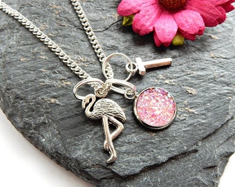 Personalised Flamingo Necklace, Flamingo Jewellery, Girls Neck Chain, Flamingo Gifts