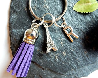 Eiffel Tower Keychain, Paris Theme, Personalised Gifts, France Keyring, Tassel Bag Charm, Gift For Her
