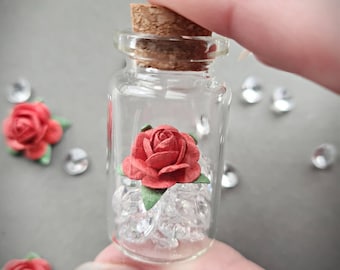 Miniature Red Forever Rose, Valentines Gift, Wedding Favours, Token of Love, Red Rose in Bottle, Gift For Girlfriend, Wife Anniversary