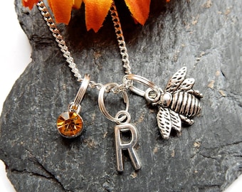 Silver Bee Necklace, Bee Jewellery, Personalised Honey Bee Gift