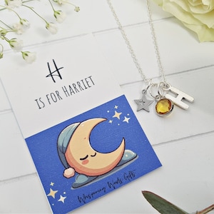 Collier étoile, bijoux avec pierre de naissance, cadeau personnalisé pour fille, pendentif prénom, cadeau d'anniversaire, céleste