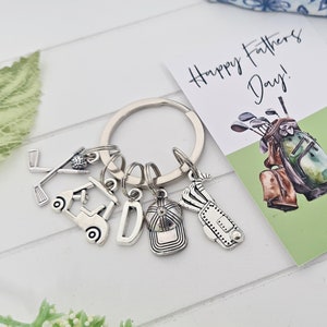 Golfsleutelhanger, vaderdagcadeau, gepersonaliseerde sleutelhanger, golfervader, verjaardagscadeau, pensioencadeau, opa