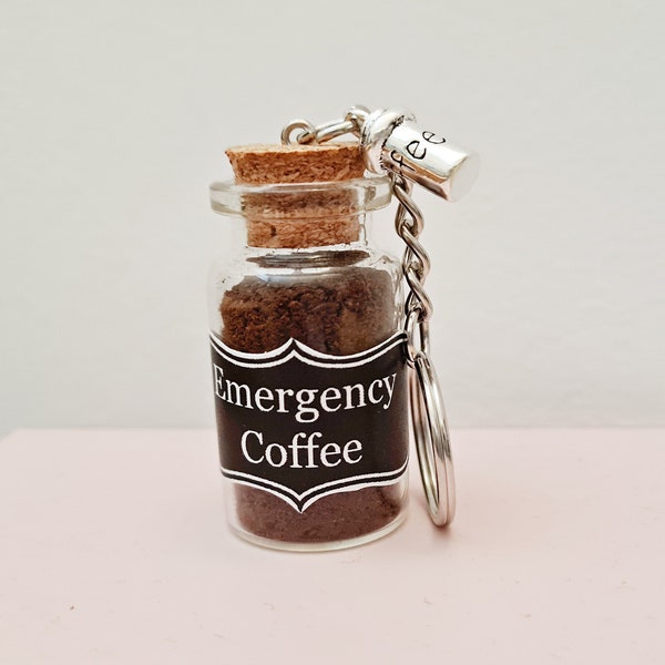 Coffee Gifts, Emergency Coffee Keychain, Foodie, Caffeine Addict, Funny Keyring, Pick Me Up, Gift For Her, Birthday Present, Hamper Filler