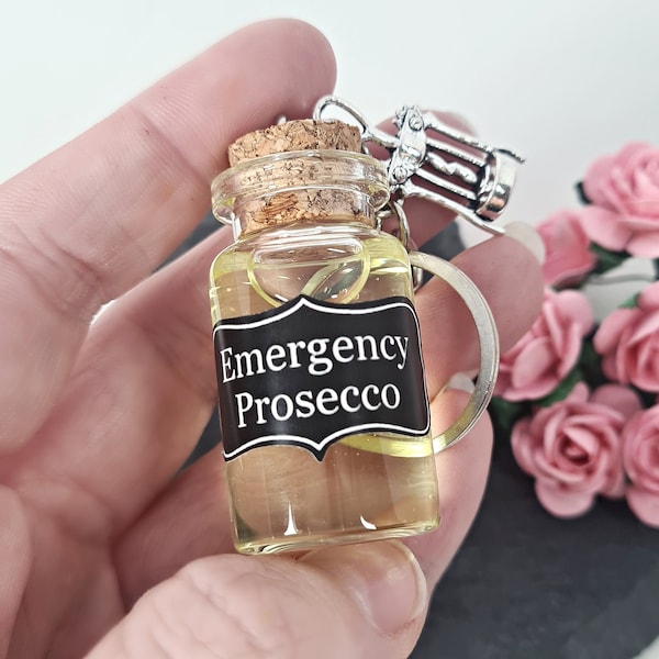 Emergency Prosecco Keyring: Mothers Day, Funny Gift For Women, Prosecco Drinker, Gag Novelty,