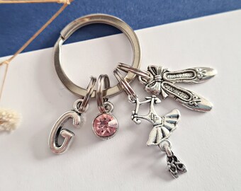 Ballet Zipper Charm- birthstone and initial Ballet Zipper Pull Ballerina Gift Ballet Bag Charm Ballet Zipper Charm Ballet Mom Gift