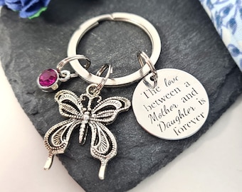 Personalised Mother Daughter Keychain, Gift For Mum, Gift For Daughter, Birthstone Keyring, Mothers Day Gift, Token Keepsake
