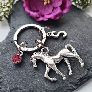 Horse Keyring, Birthstone Keychain, Horse Rider Gifts, Animal Lover, Personalised Girls Gift, Stocking Filler, Birthday Present, Pony Gift