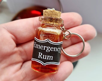 Emergency Rum Keyring, Rum Gift, Men's Keychain, Funny Gift For Him, Alcohol Gifts, Spoof Gag