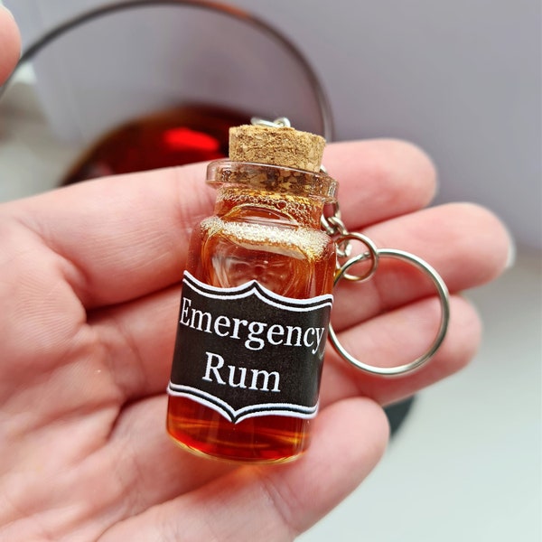 Emergency Rum Keyring, Rum Gifts, Men's Keychain, Funny Gift For Him, Alcohol Gifts, Spoof Gag, Party Favours, Father, Son, Husband