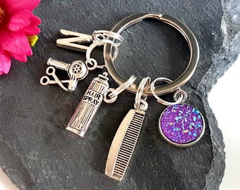 Hairdresser Gifts, New Hair Dresser Key Ring, Hair Stylist Gifts, Barber Keychain