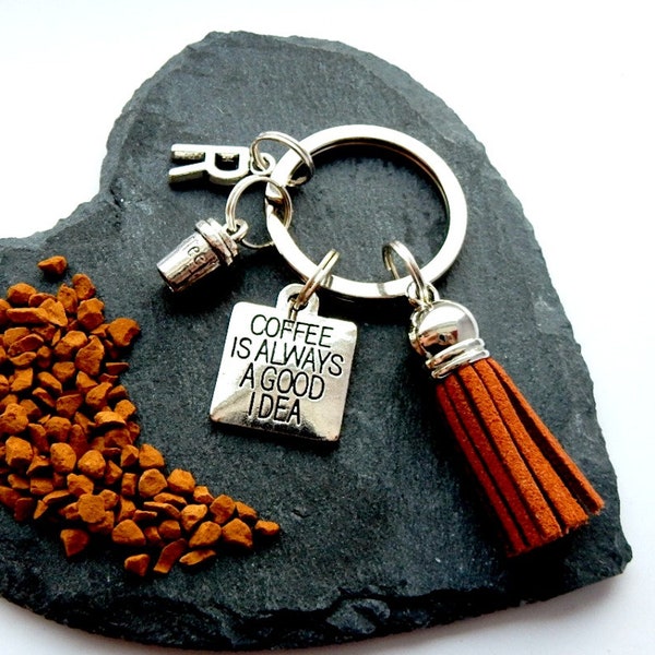 Coffee Gifts, Personalised Coffee Keychain, Gift For Co Worker, Barista, Caffeine Addict Keyring, Gift For Her, Funny Gag, Stocking Filler